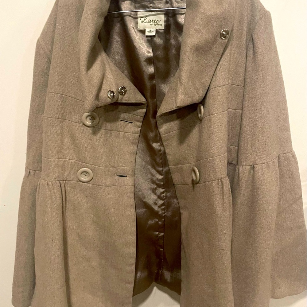 Latte pea coat beige all button size xl